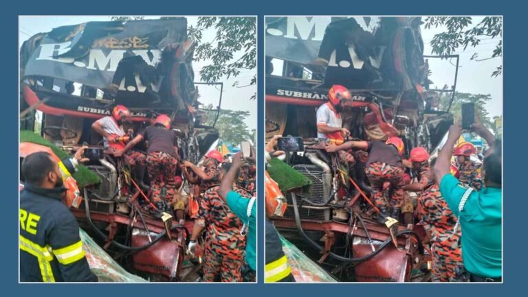 বরিশালে গ্যাস সিলিন্ডার বোঝাই ট্রাকে বাসের ধাক্কা, নিহত ২